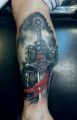 knight tattoo on leg