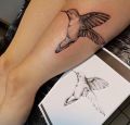 ptak na udzie - projekt i tatuaż