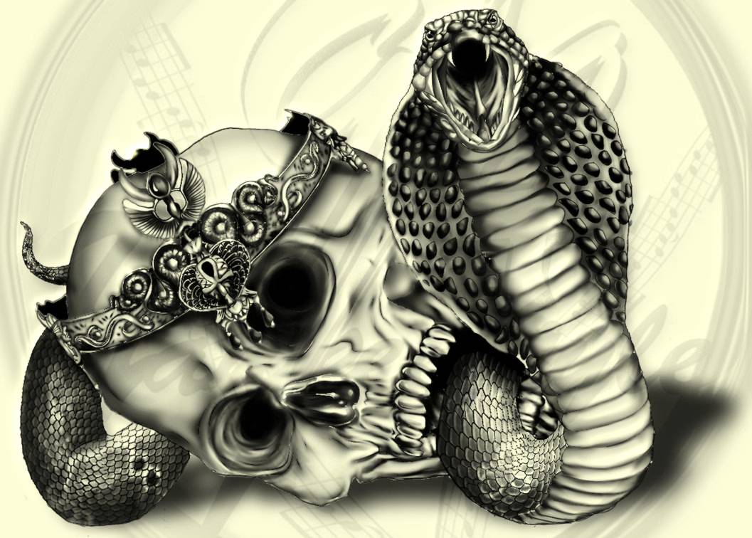snake skull tattoo design