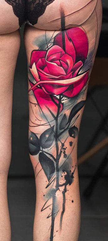 large red rose tattoo