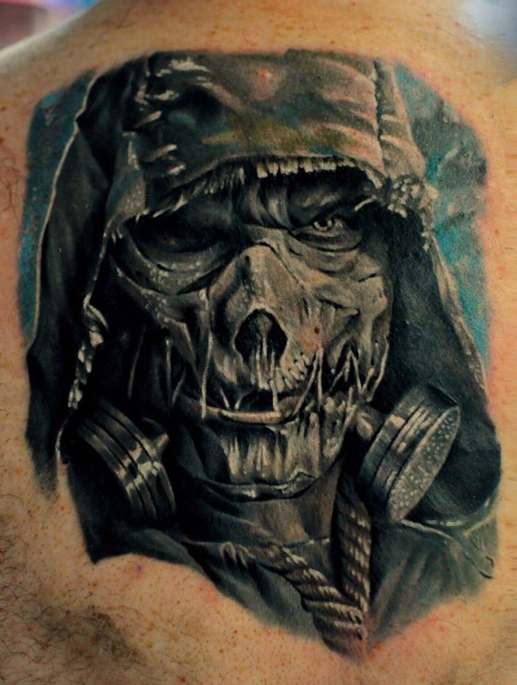 gas mask skull tattoo