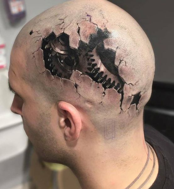mechaniczna głowa | tatuaże 3d ekstrem