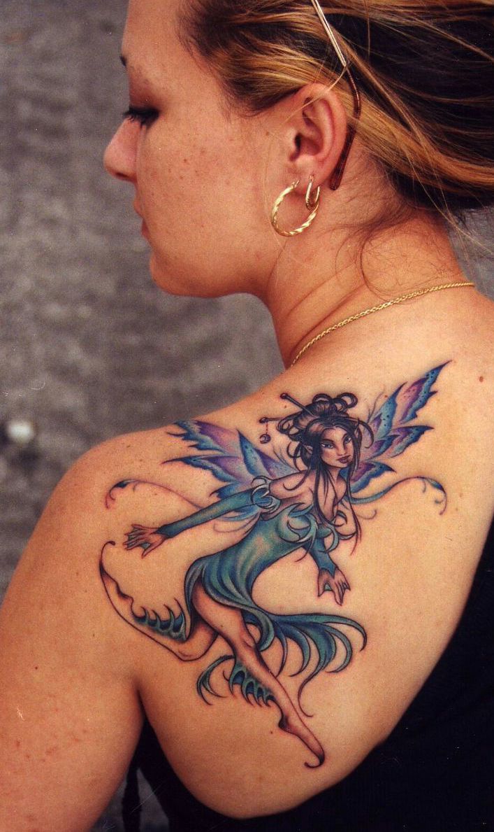 fairy tattoo on back for girl