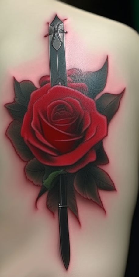 dagger and rose tattoo 2024