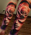 3d face rose tattoo