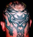 face tribal extreme tattoo on head
