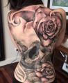 tattoos skull rose on back