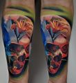 skull flower tattoo 3d