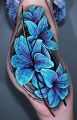 blue lily hip tattoo
